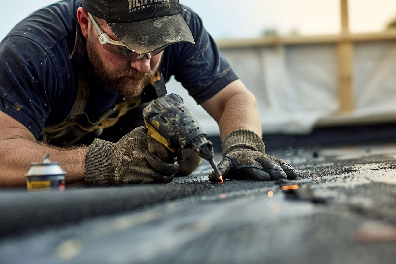 Flat roof with modern waterproof membrane installation on Nassau County residential home