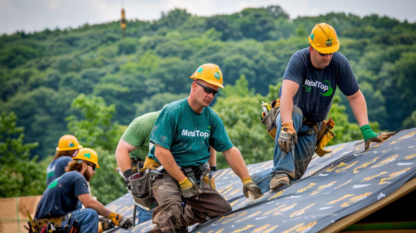 Standing water pooled on a flat commercial roof requiring drainage repair Roofing professional inspecting ponding water on flat roof surface in Nassau County Close-up of water accumulation on flat roof membrane showing drainage issues Worker using equipment to remove standing water from flat roof Damaged flat roof with multiple puddles indicating poor drainage system