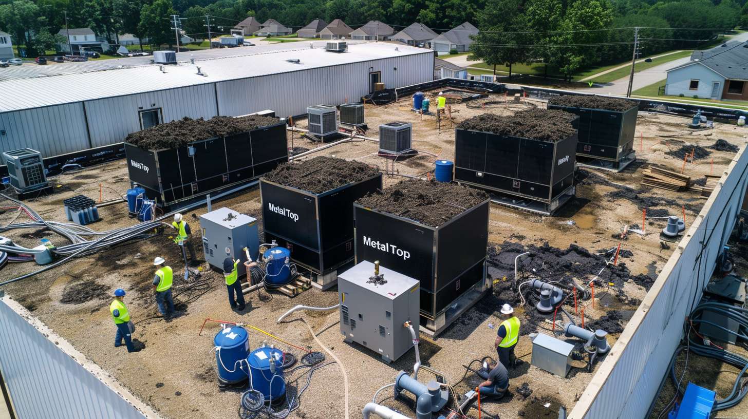 Professional roofer installing a flat roof drain system on a commercial building in Nassau County
