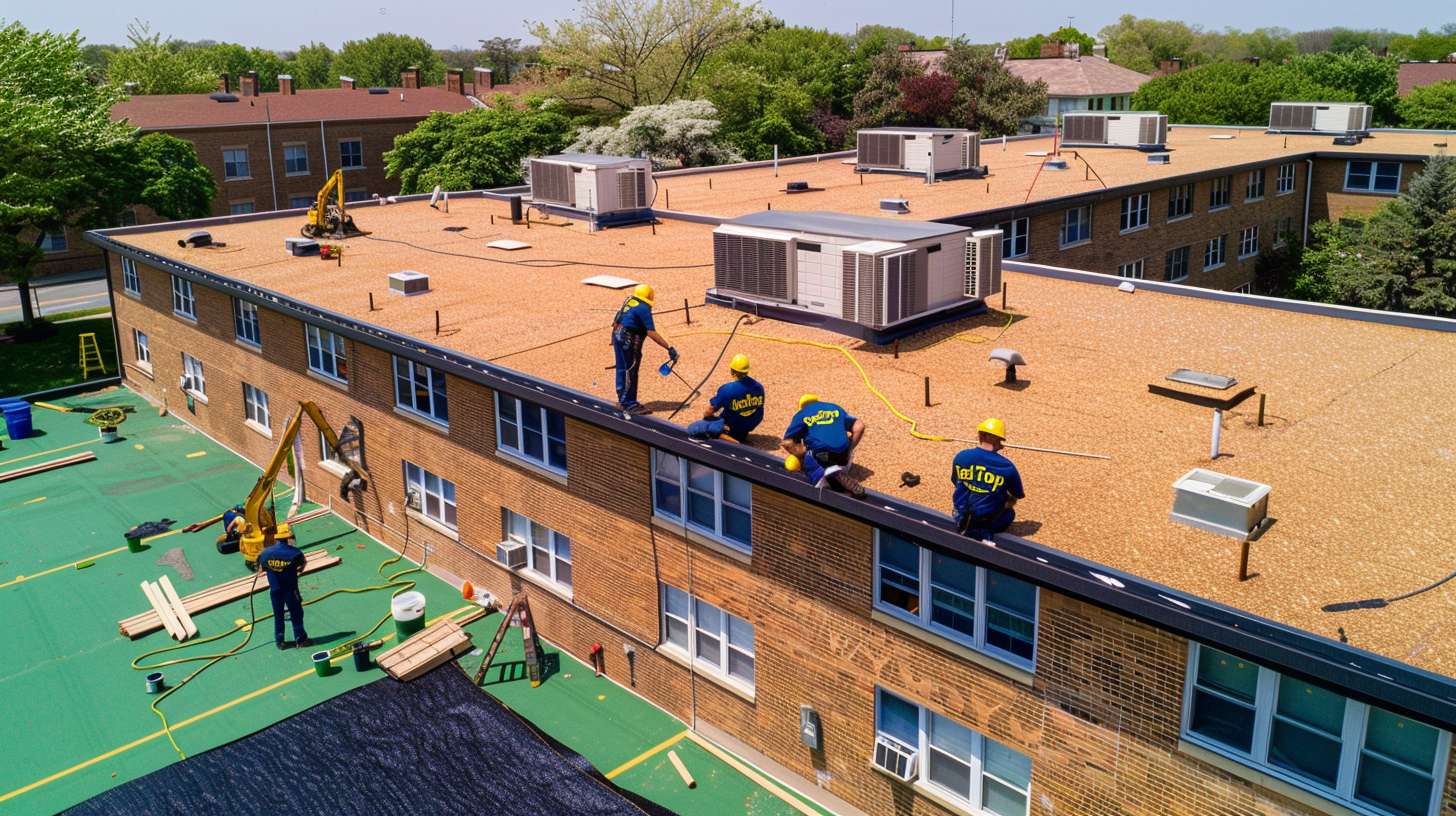 Professional flat roof installation on commercial building in West Hempstead, NY