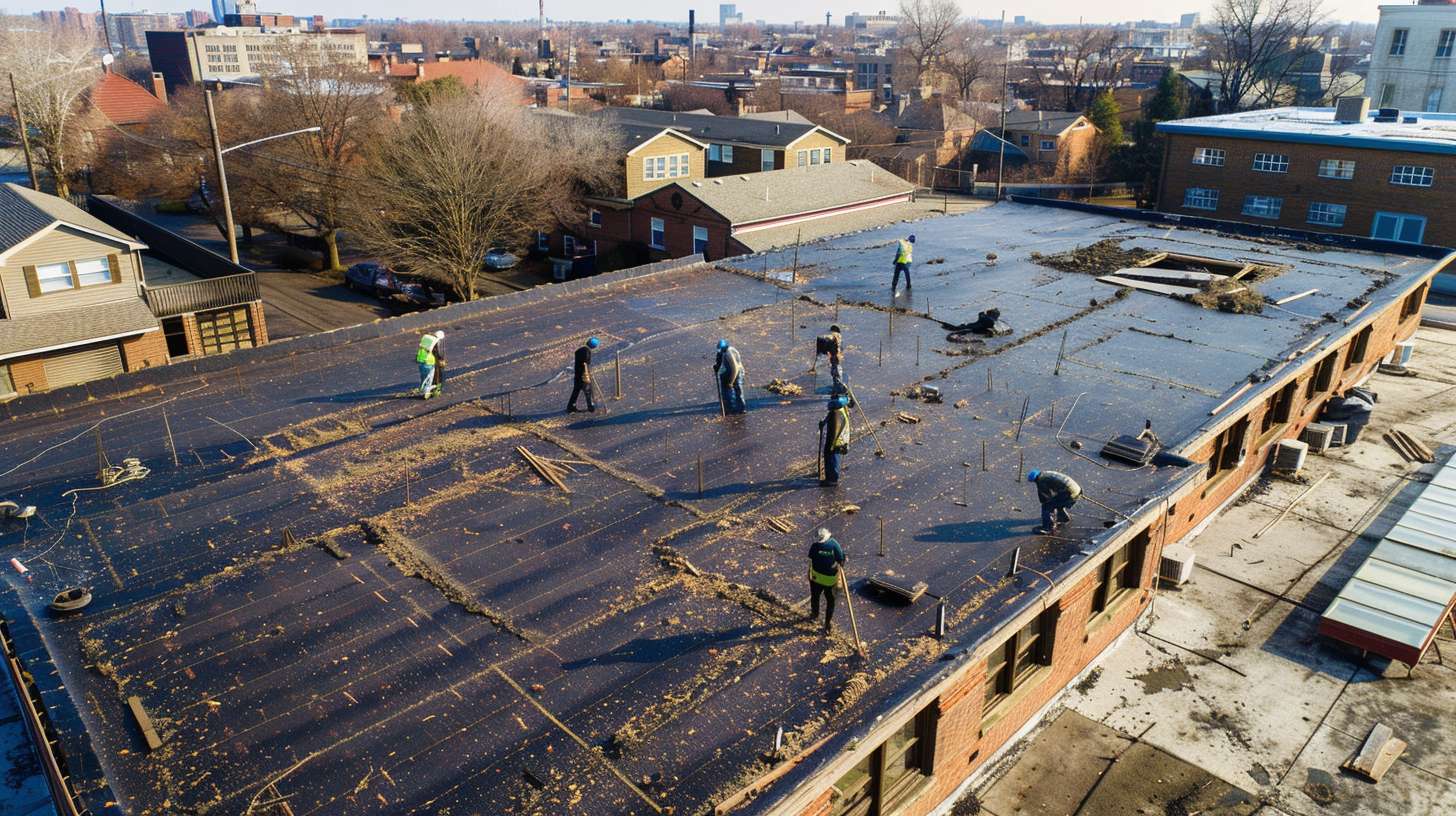 Flat roof on modern Nassau County home with clean lines and durable surface