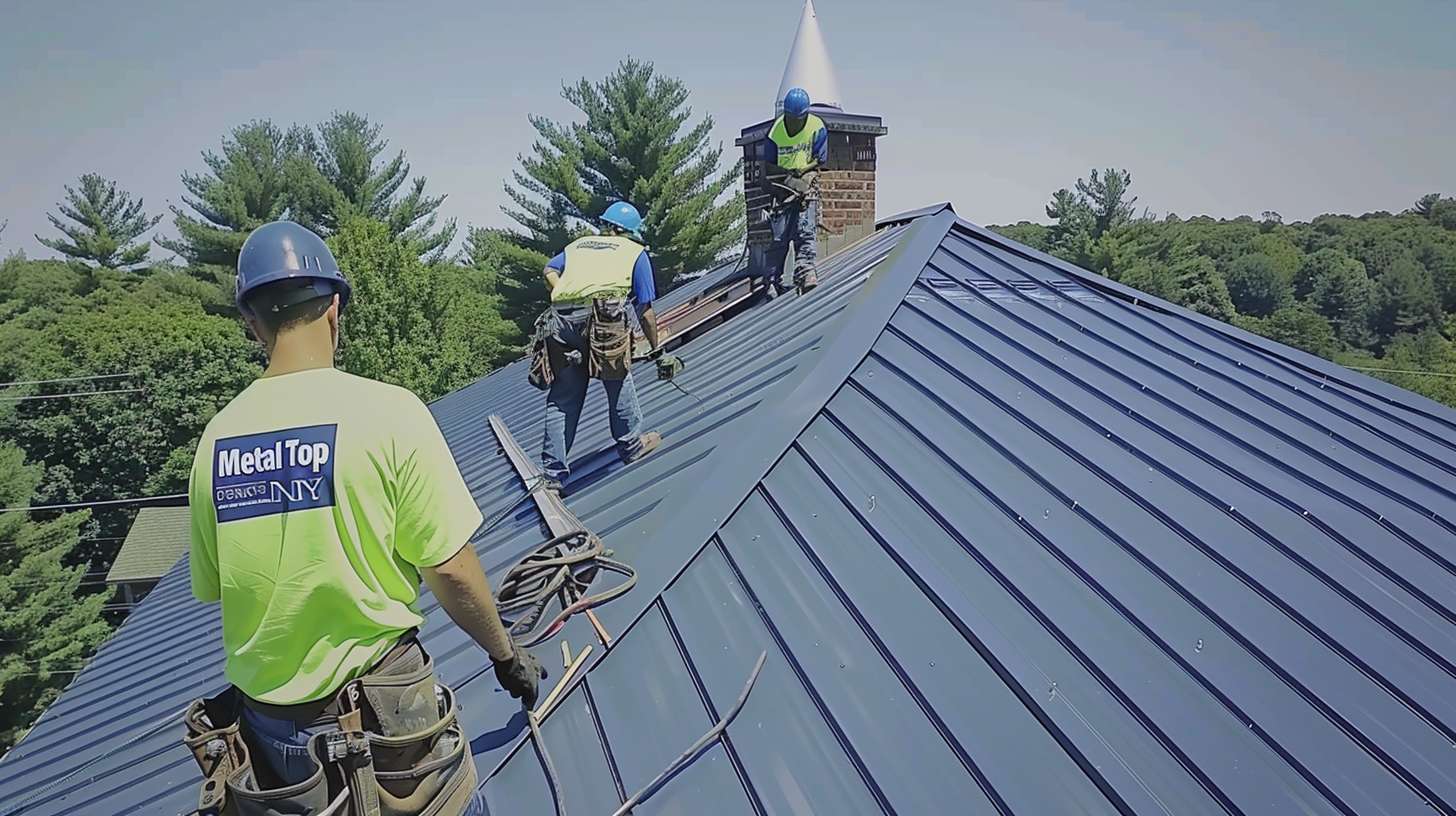 Flat roof with standing water pooling after rainfall in Nassau County Worker inspecting flat roof drainage system for water accumulation issues Professional roofer installing proper slope on flat roof to prevent pooling Clogged roof drain being cleared to improve water drainage on flat roof Flat roof with functioning drainage system during heavy rain in Nassau County