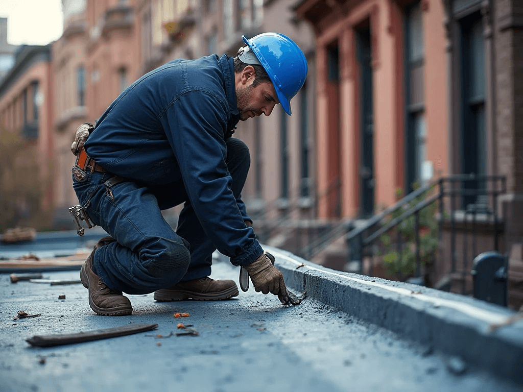Platinum Flat Roofing Portrait Image of roofer fixing roof leak