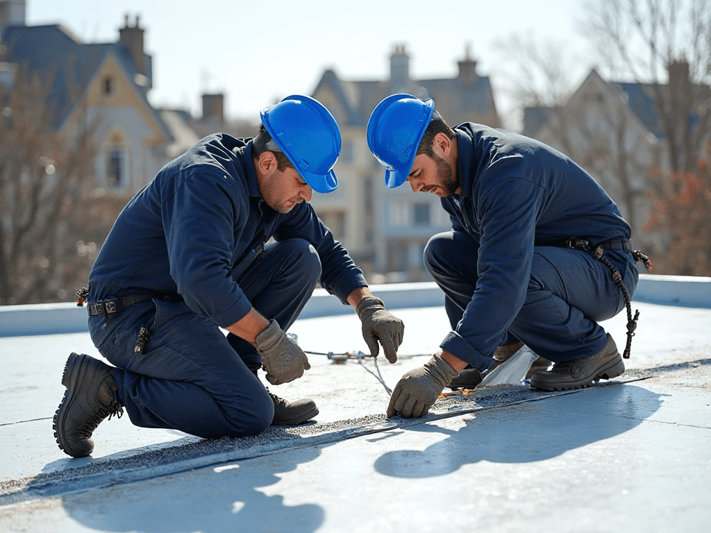 Platinum Flat Roofing Portrait Image of roofer doing roof repair