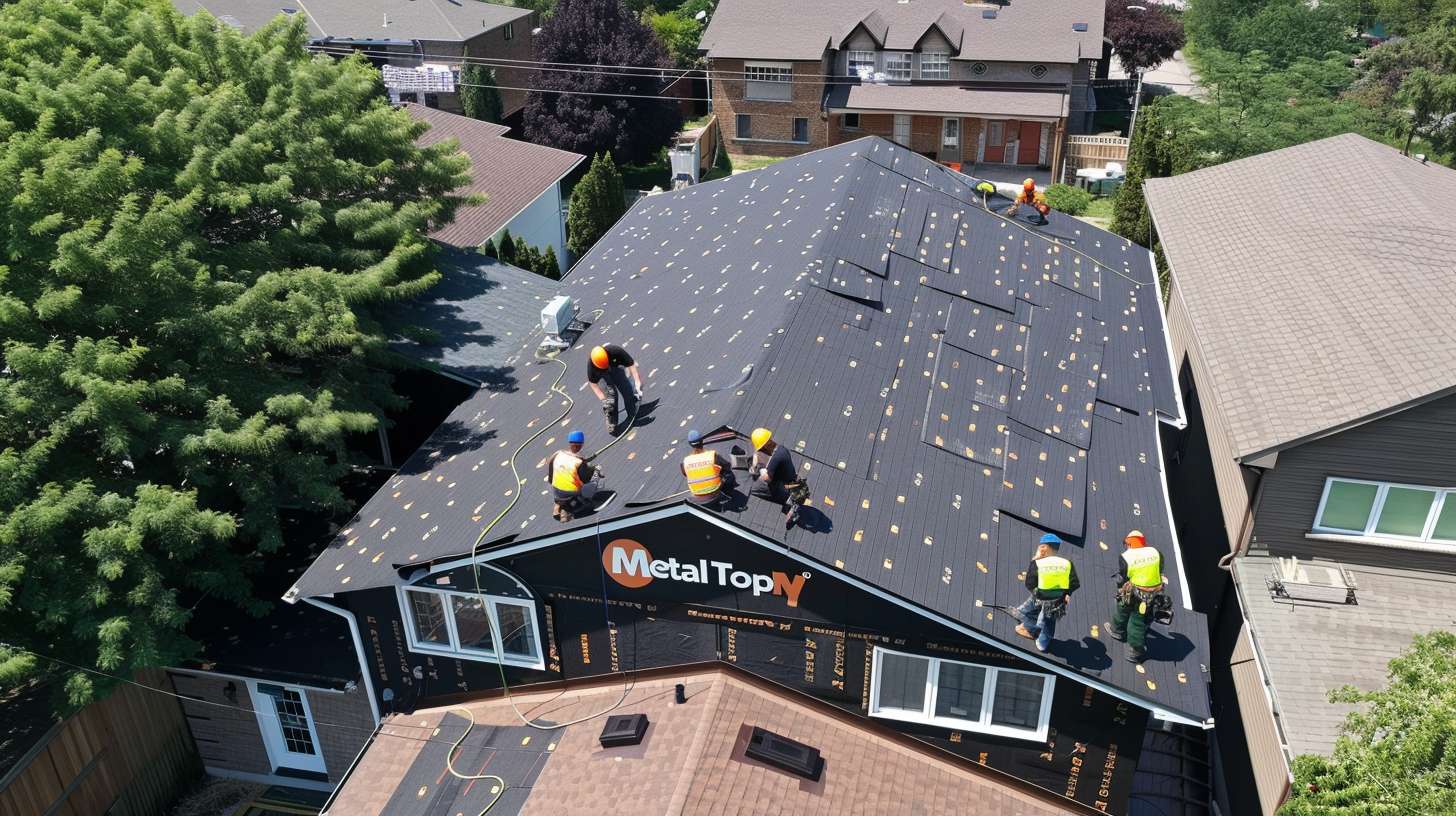 Flat roof replacement in progress on Nassau County residential building