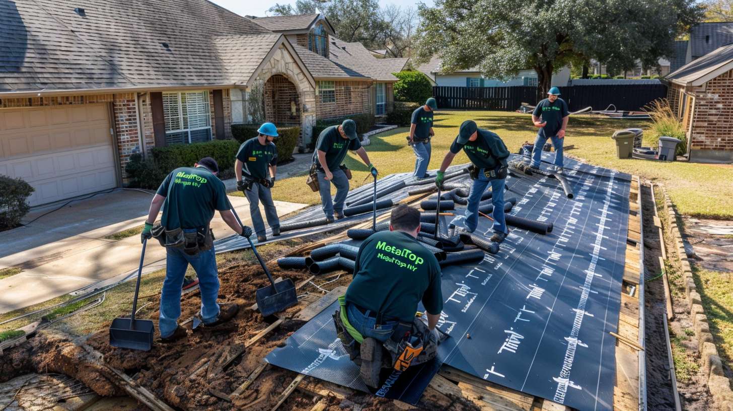 North Bellmore flat roof replacement in progress with professional roofing crew installing new materials