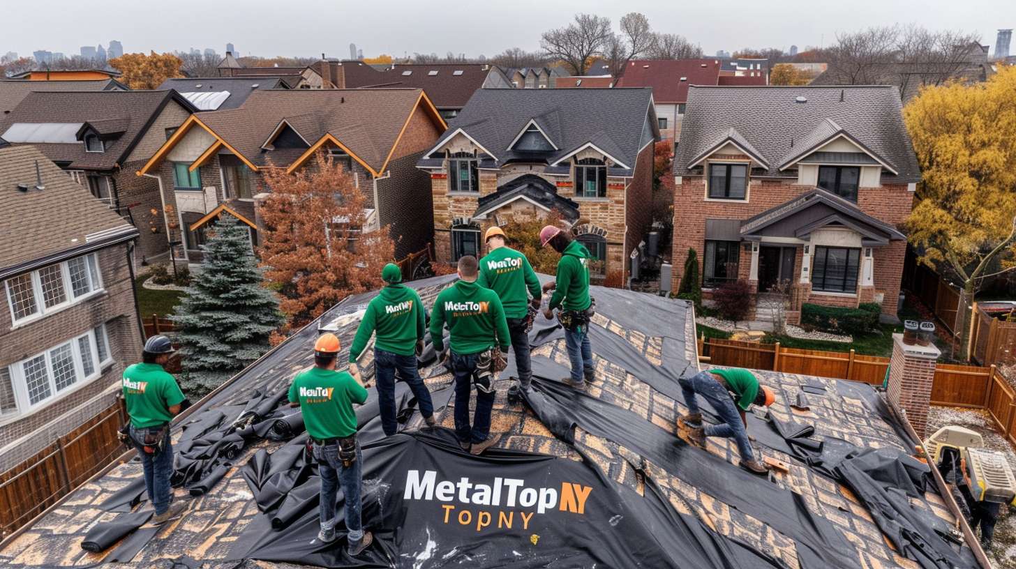 Professional flat roof installation team working on commercial building in Salisbury