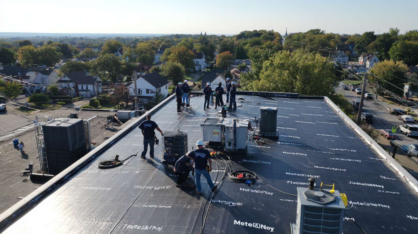 Professional flat roofing installation on commercial building in South Hempstead