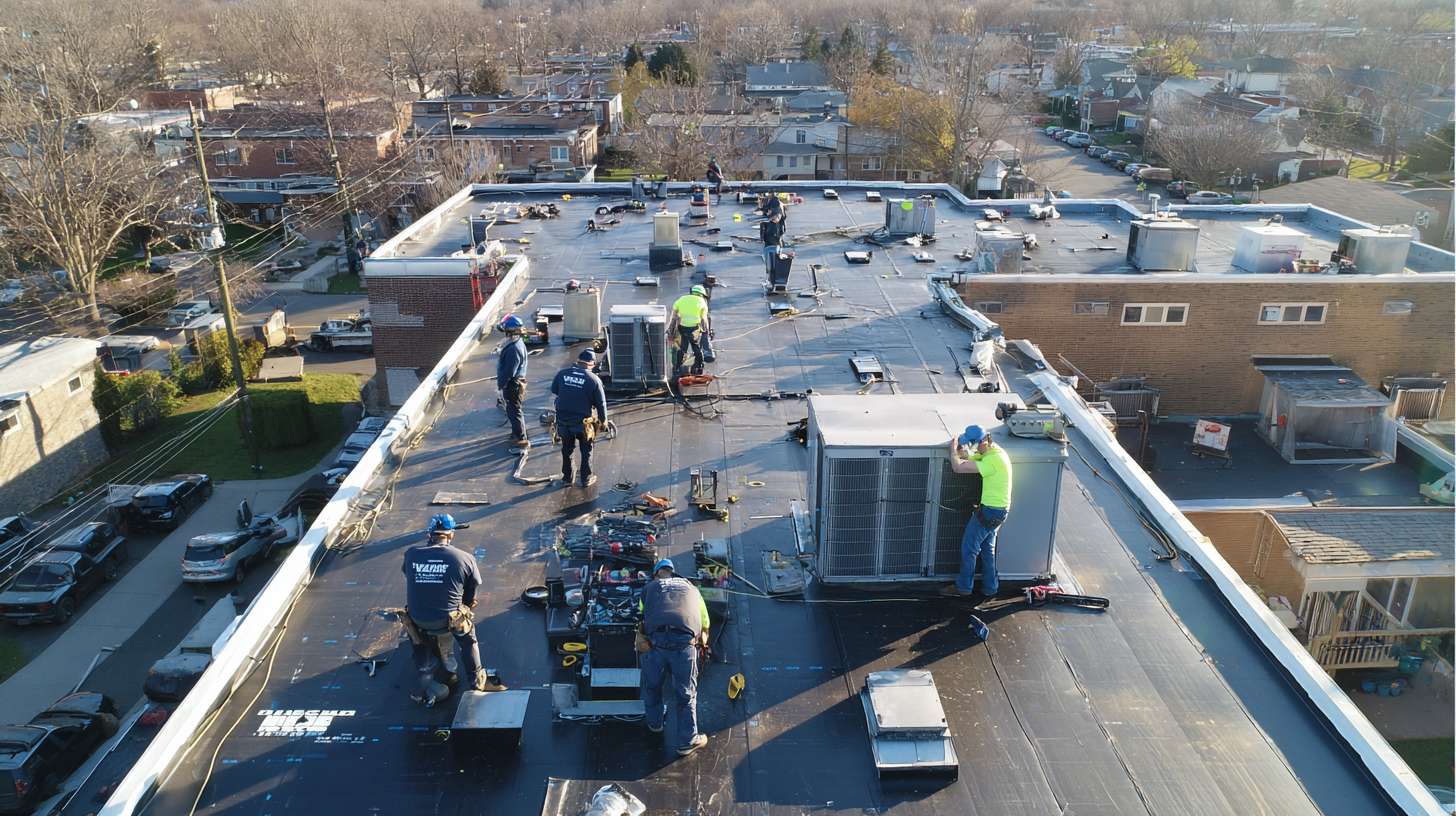 Professional flat roof installation in progress on Seaford commercial building