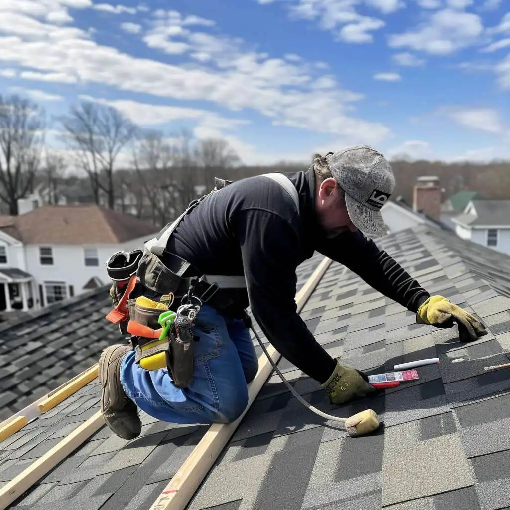 Platinum Flat Roofing Portrait Image of roofer doing roof repair
