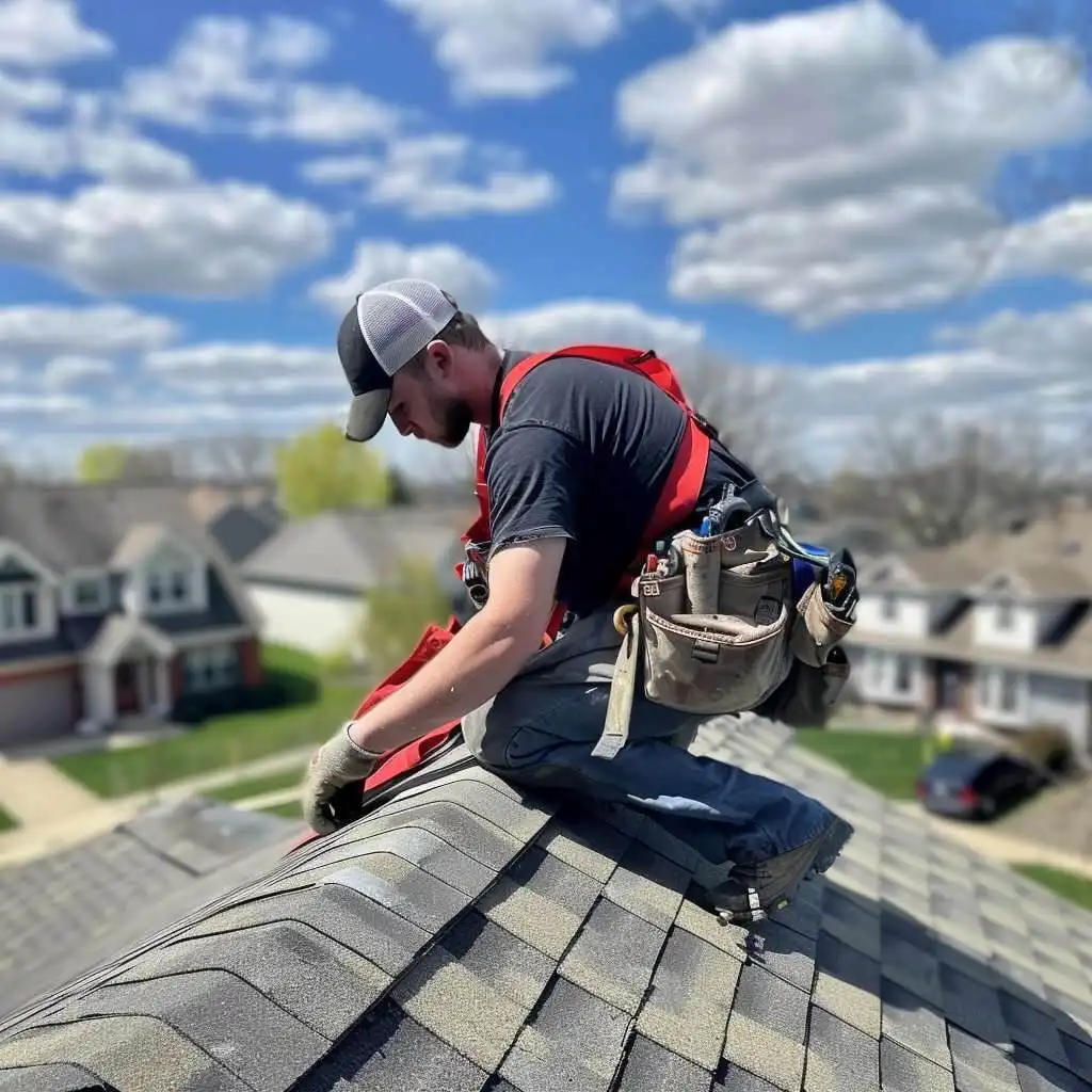 image of roofer doing roof installation