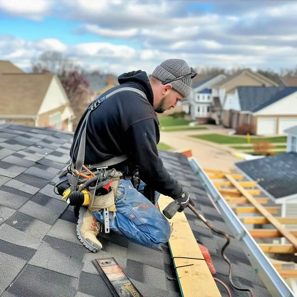 image of roofer doing roof emergency repair