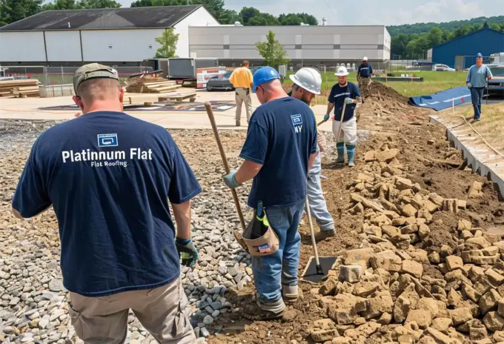 image of roofers doing built up roofing