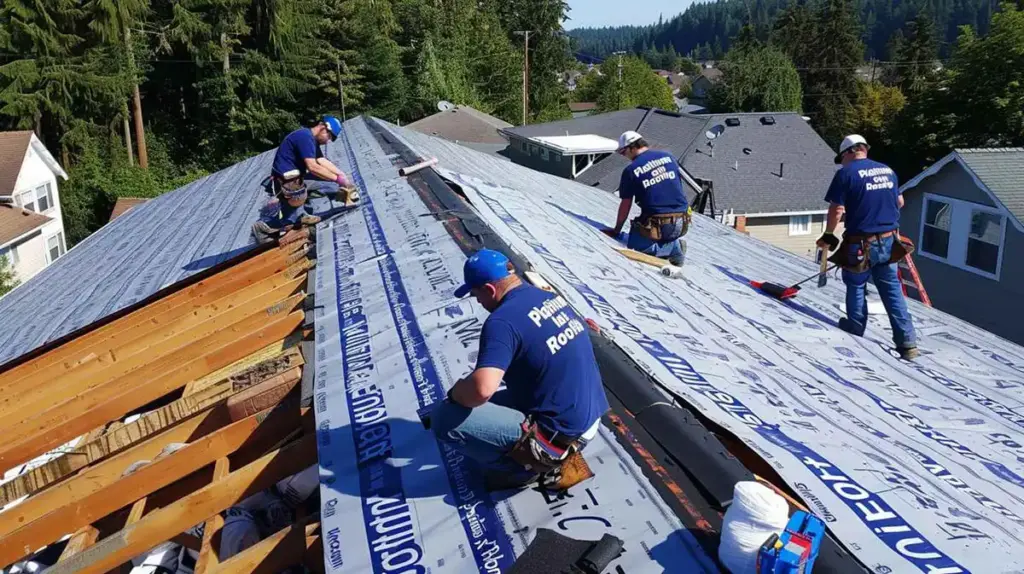 image of roofers doing flashing repair on a residential home