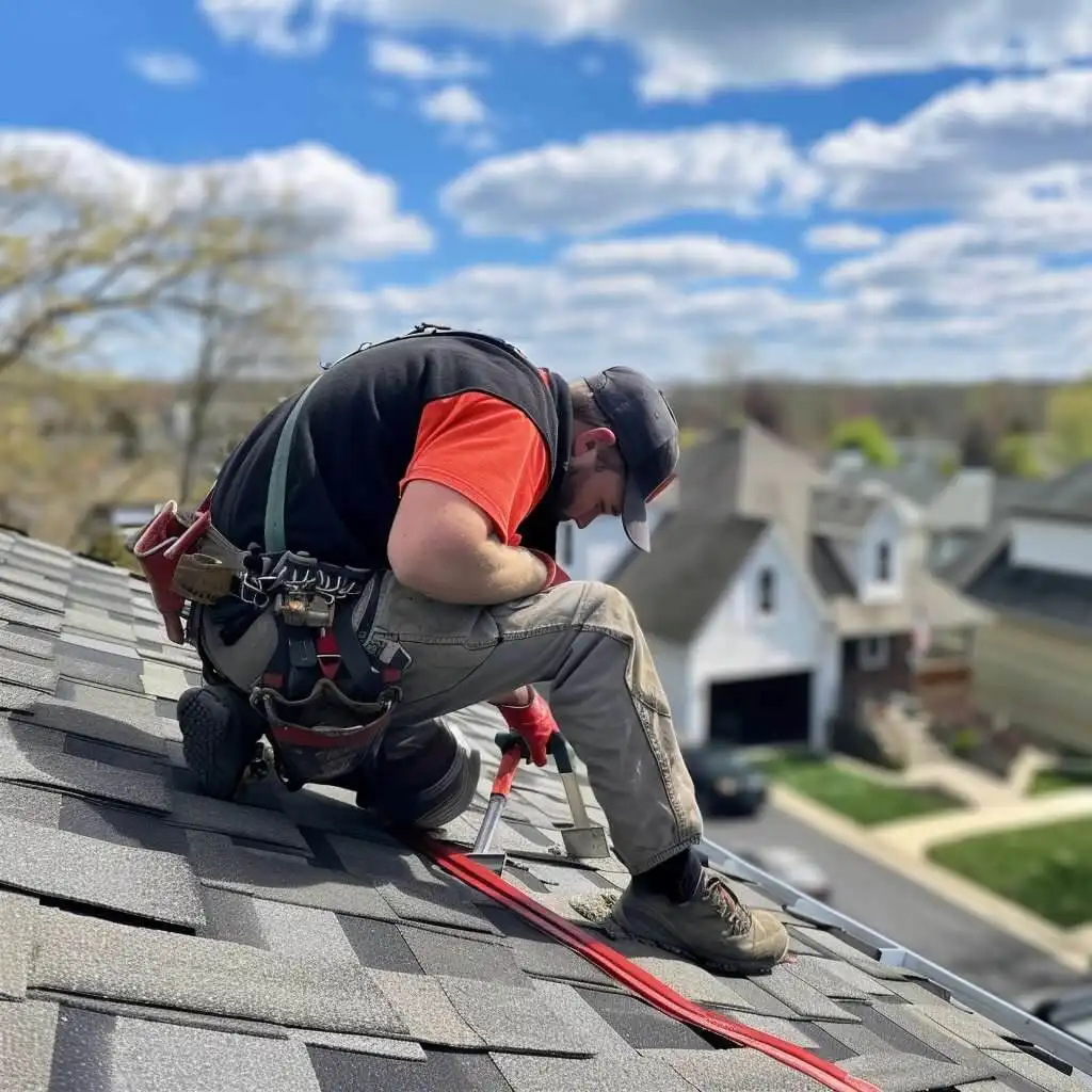 roofer working on a residential roofing