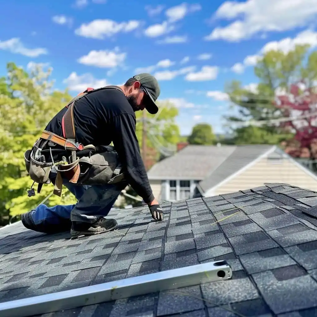 roofers working maintenance on a residential roofing